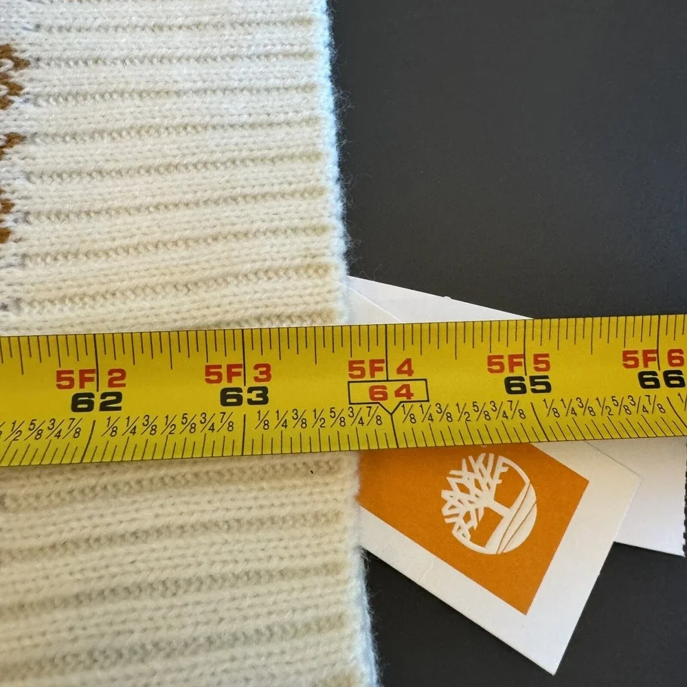 Timberland‎ Scarf Unisex OS Wheat Brown Plaid Knit Logo NEW